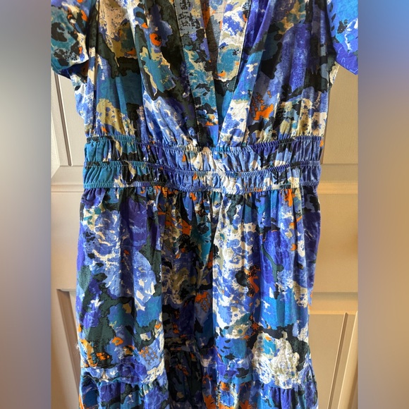 Anthropologie Blue Ruffled Tiered Maxi Dress Long Flowy Small Classy wedding - Picture 3 of 14